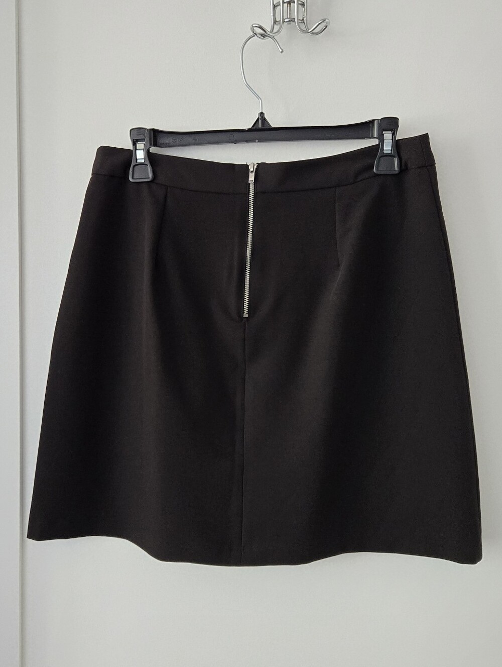 (Tall) NWT ASOS Black Exposed-Zipper A-Line Mini Skirt Sz 8T